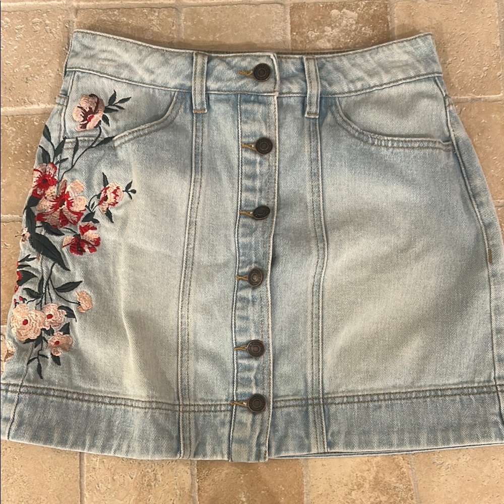 PacSun Embroidered Denim Skirt